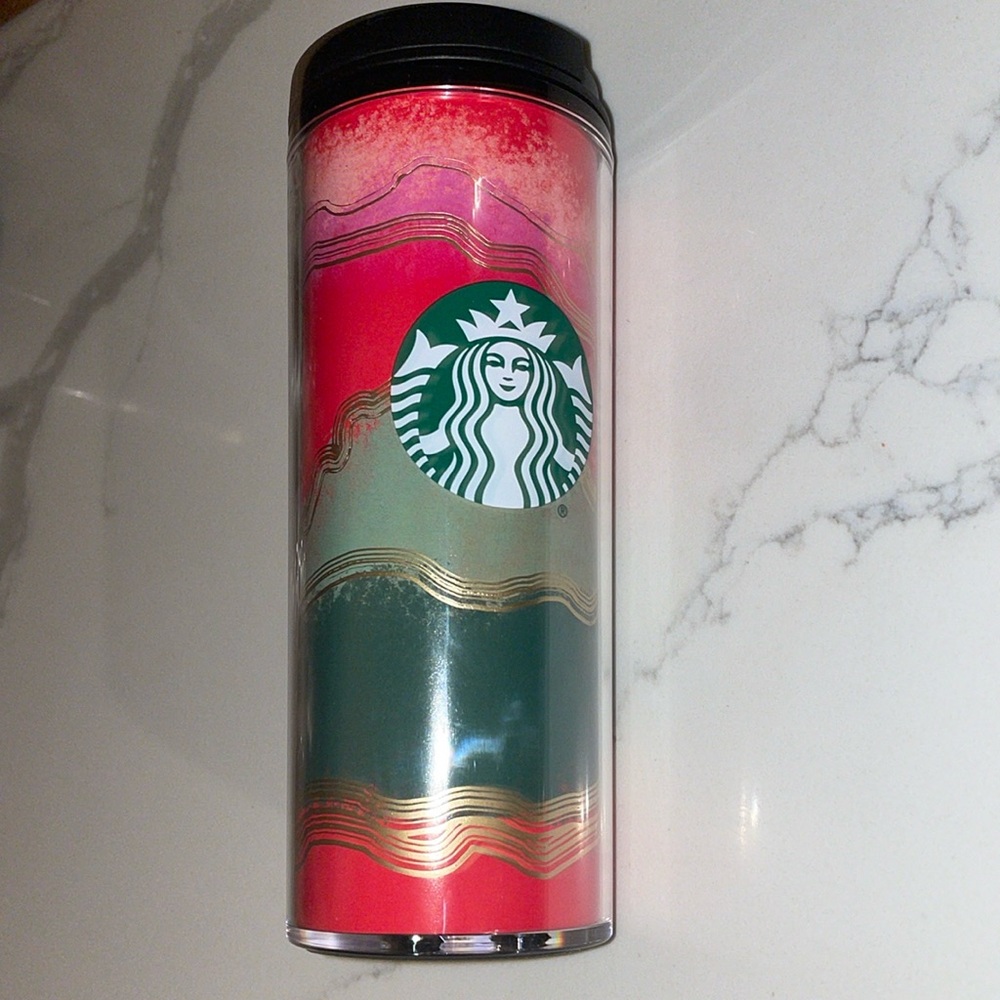 STARBUCKS Limited Edition Travel Tumble Mug Coffee water 16oz Holiday NEW